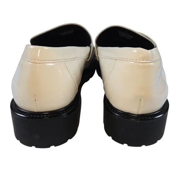 Steve Madden LOTTO Loafer Platform Lug Sole Cream Patent Leather Women's Size 9 - Picture 3 of 7